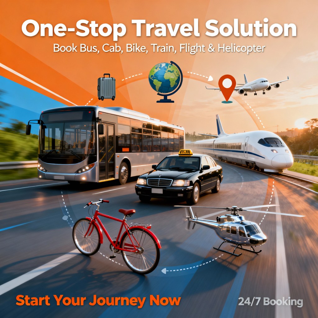 Bus, cab, train and flight booking services